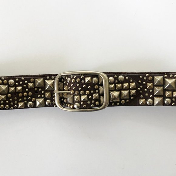Leather Stud-embellished Belt / Unisex - Picture 4 of 5